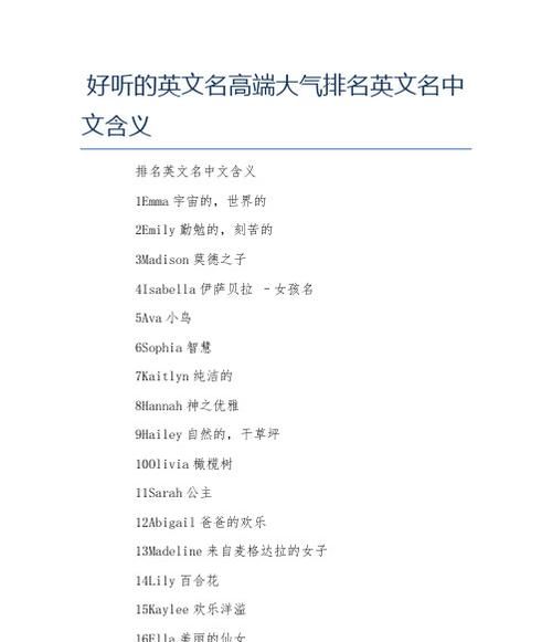 好听不大众的英文名字,嫚的英文名字图1